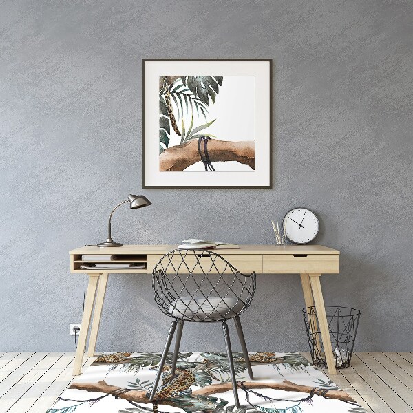 Office chair floor protector Leopards on branch