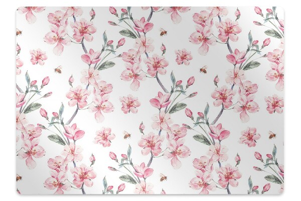 Office chair mat subtle flowers