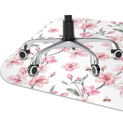 Office chair mat subtle flowers