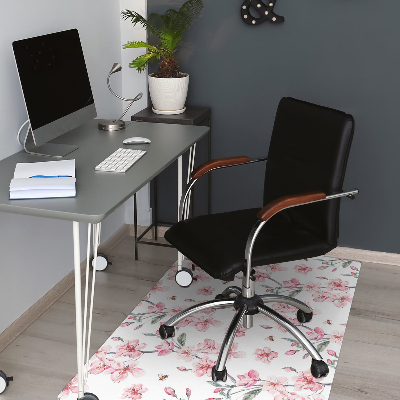 Office chair mat subtle flowers