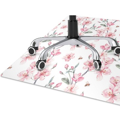 Office chair mat subtle flowers