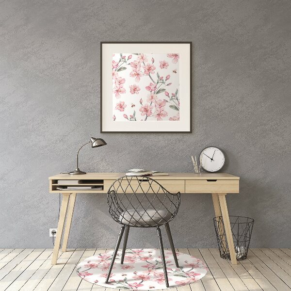 Office chair mat subtle flowers