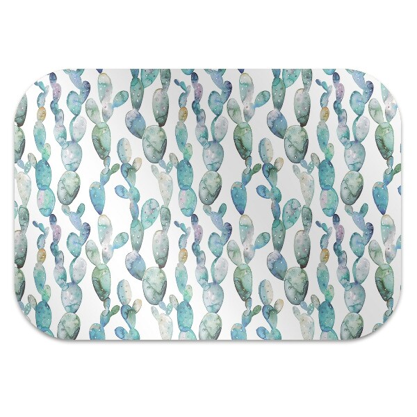 Chair mat floor panels protector watercolor cacti