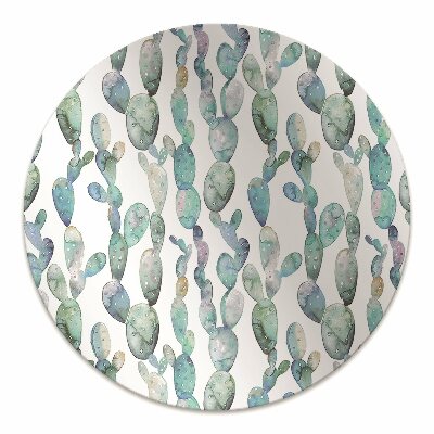 Chair mat floor panels protector watercolor cacti