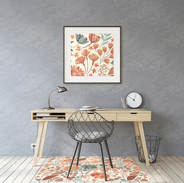 Office chair floor protector artistic Flowers