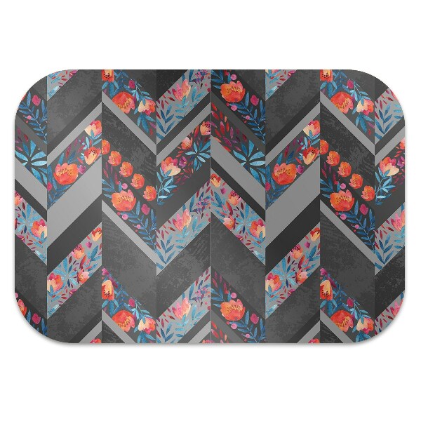 Chair mat floor panels protector Flowers Herringbone