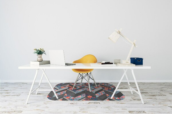 Chair mat floor panels protector Flowers Herringbone