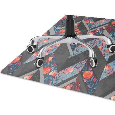 Chair mat floor panels protector Flowers Herringbone