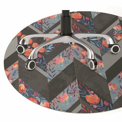 Chair mat floor panels protector Flowers Herringbone