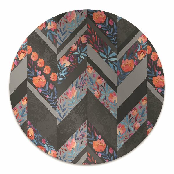 Chair mat floor panels protector Flowers Herringbone