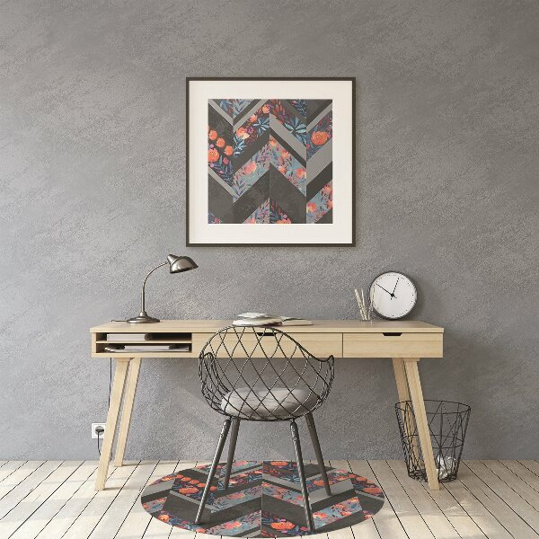 Chair mat floor panels protector Flowers Herringbone