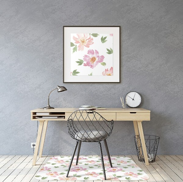Office chair mat watercolor Flowers