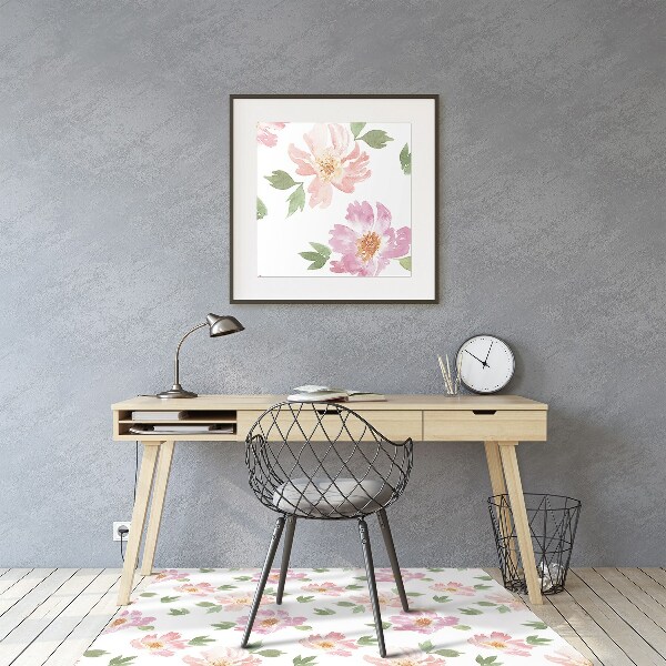 Office chair mat watercolor Flowers