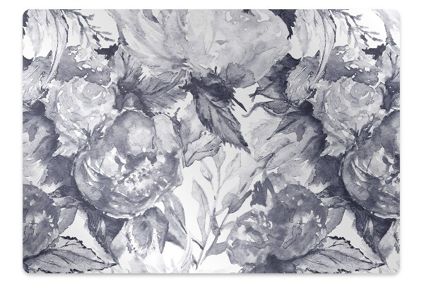 Computer chair mat gray flowers