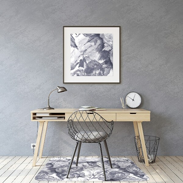 Computer chair mat gray flowers
