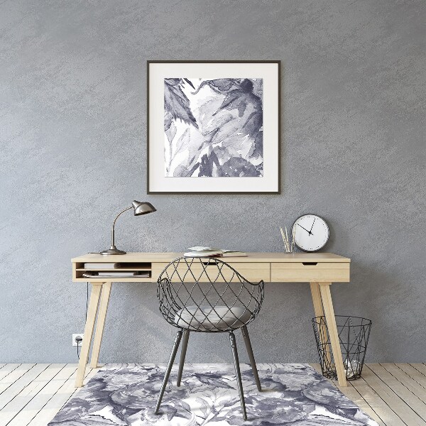 Computer chair mat gray flowers