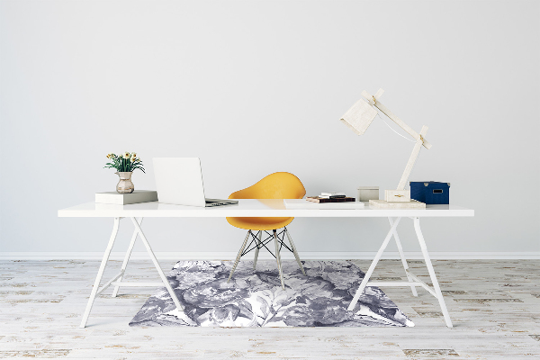 Computer chair mat gray flowers