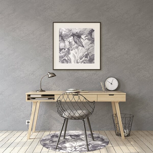 Computer chair mat gray flowers