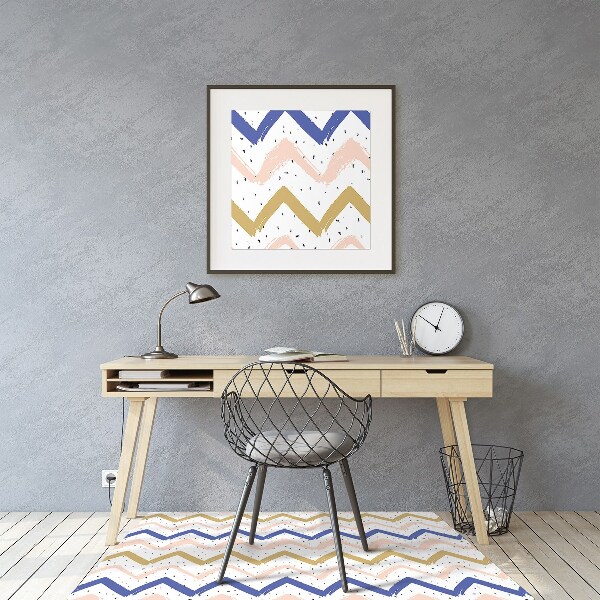 Chair mat floor panels protector painted zigzags