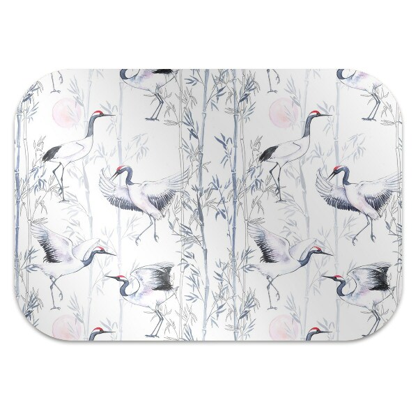 Desk chair mat dancing cranes
