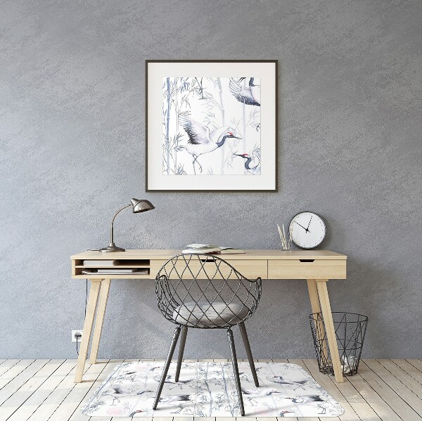 Desk chair mat dancing cranes