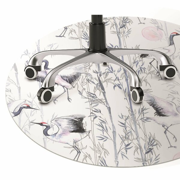 Desk chair mat dancing cranes