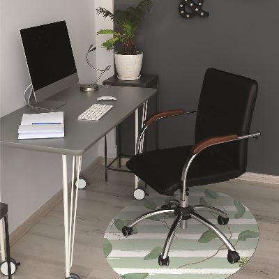 Desk chair floor protector Leaves on a striped background