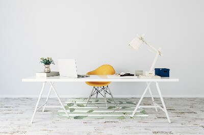 Desk chair floor protector Leaves on a striped background