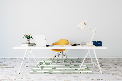 Desk chair floor protector Leaves on a striped background