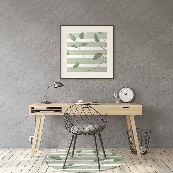 Desk chair floor protector Leaves on a striped background