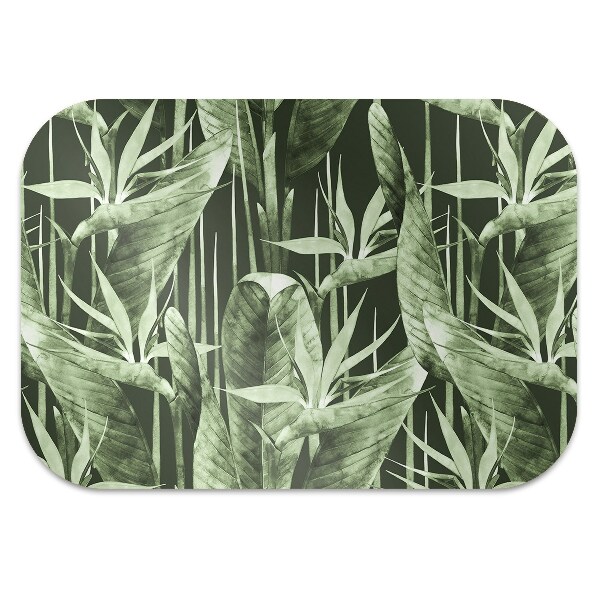 Desk chair mat dark leaves