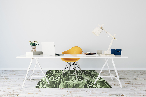 Desk chair mat dark leaves