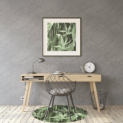 Desk chair mat dark leaves