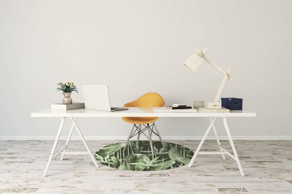 Desk chair mat dark leaves