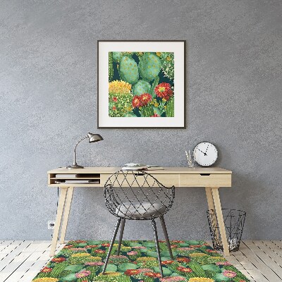 Chair mat floor panels protector flowering cacti