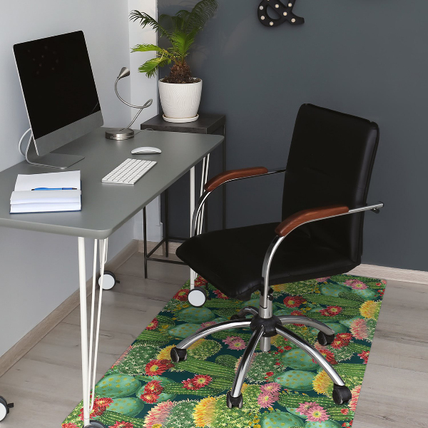 Chair mat floor panels protector flowering cacti