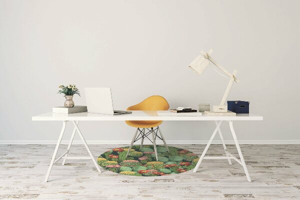 Chair mat floor panels protector flowering cacti