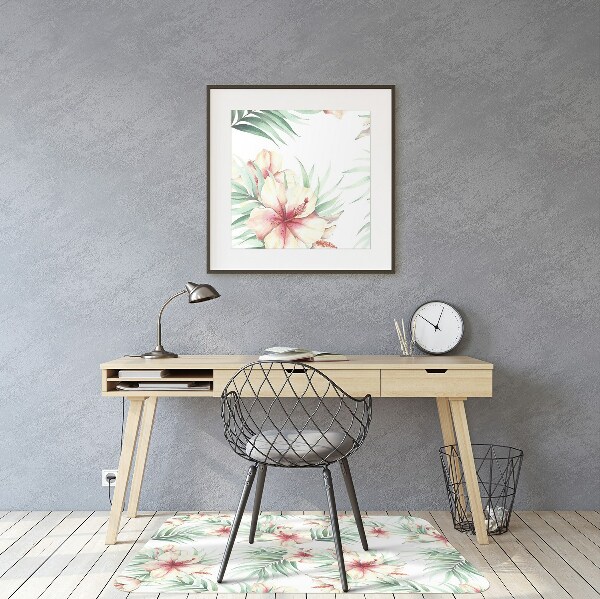 Chair mat floor panels protector Hawaiian flowers