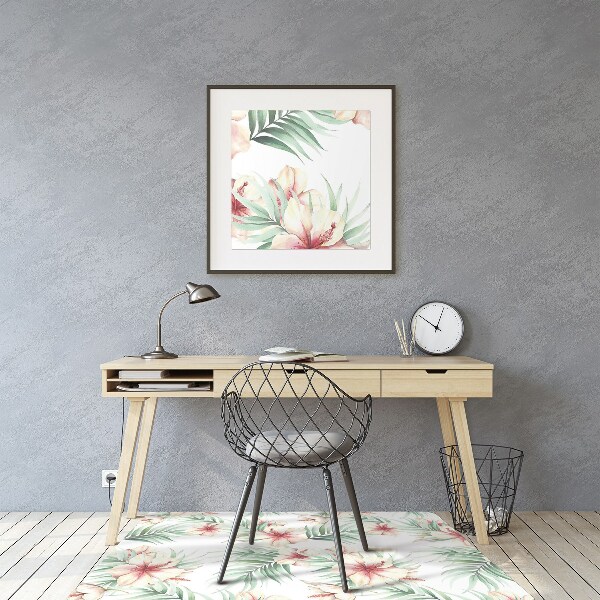 Chair mat floor panels protector Hawaiian flowers