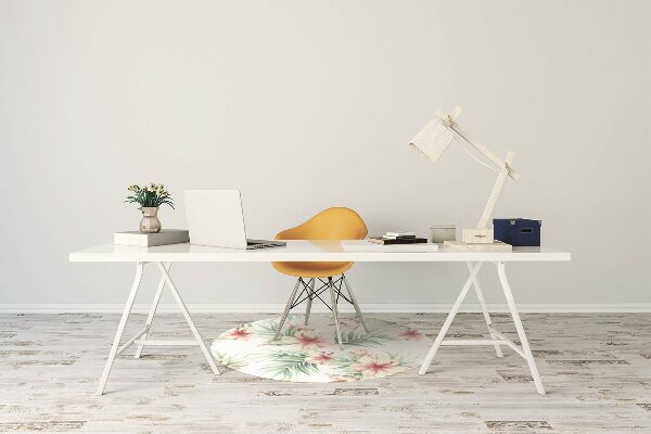 Chair mat floor panels protector Hawaiian flowers