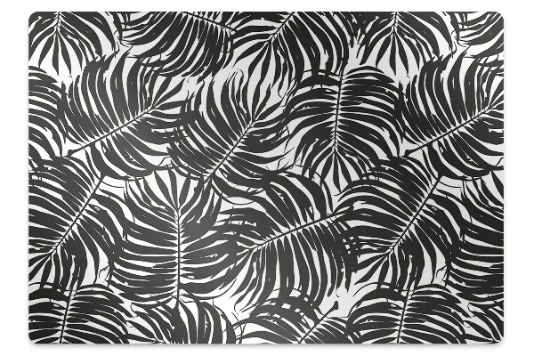 Desk chair mat black leaves