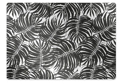 Desk chair mat black leaves