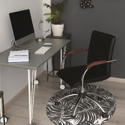 Desk chair mat black leaves