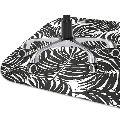 Desk chair mat black leaves