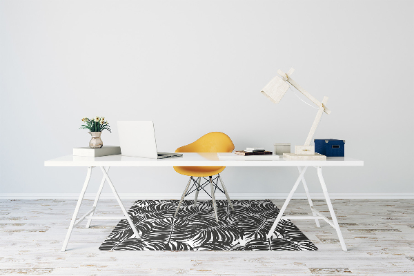 Desk chair mat black leaves