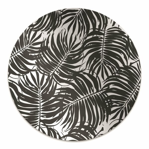 Desk chair mat black leaves