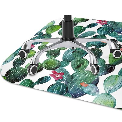 Office chair floor protector Cactus with flowers