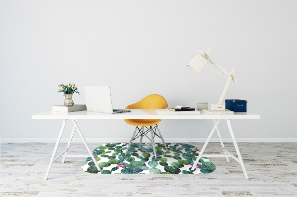 Office chair floor protector Cactus with flowers