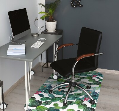 Office chair floor protector Cactus with flowers