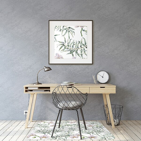 Office chair mat pink orchids